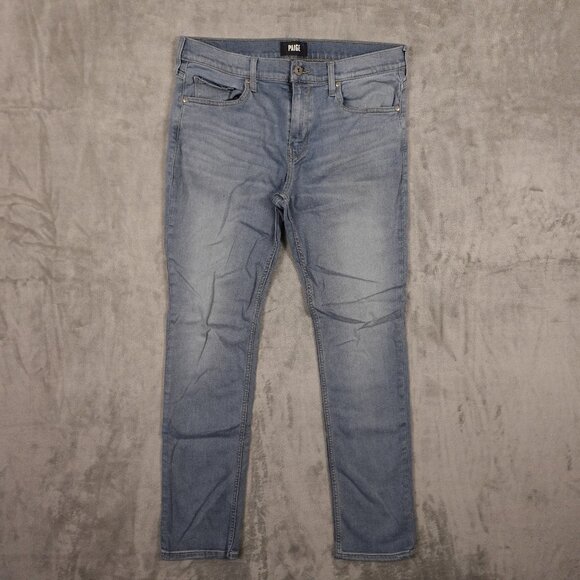 Paige Federal Slim Straight Jeans Men's 34 Light Wash Soft Stretch Denim - Picture 1 of 15